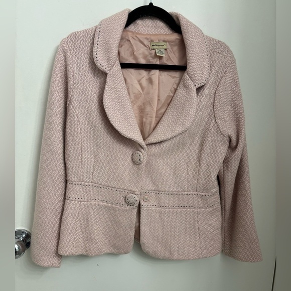 elevenses Jackets & Blazers - Anthropologie Elevenses pink tweed cropped blazer with back bow